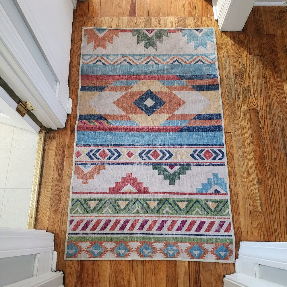 Ruggable Kilim Batik Multicolor Rug - 3' x 5' - Retired Design - Like New